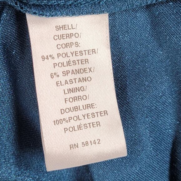 London Times Velvet Burn Out Dress Womens 8 Blue Cutout V Neck Band Collar Party - Picture 4 of 15